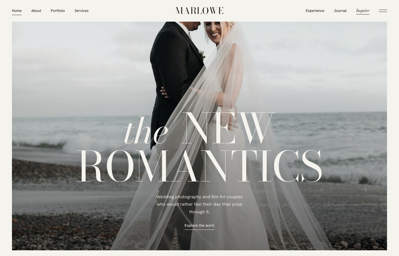 Marlowe, a wedding photography website built by LU° Studio, on a laptop